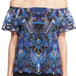 Alice + Olivia Guipure Lace Maxie Top